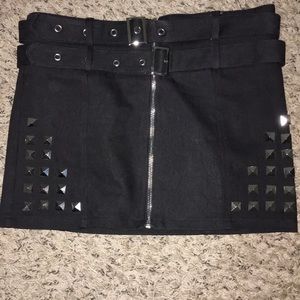 Black studded mini skirt